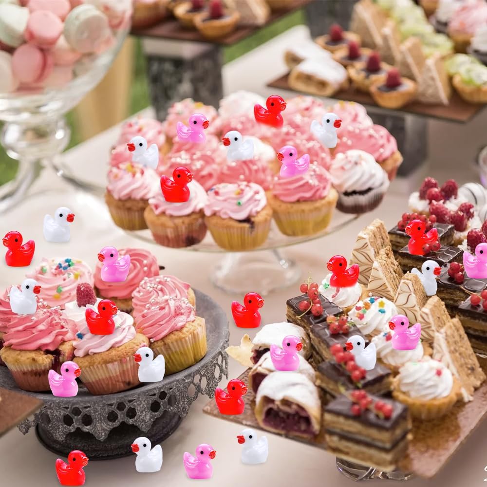50/100Pc Valentines Mini Resin Ducks Valentine'S Day Small Little Resin Ducks For Dollhouse Micro Garden Landscape Decor