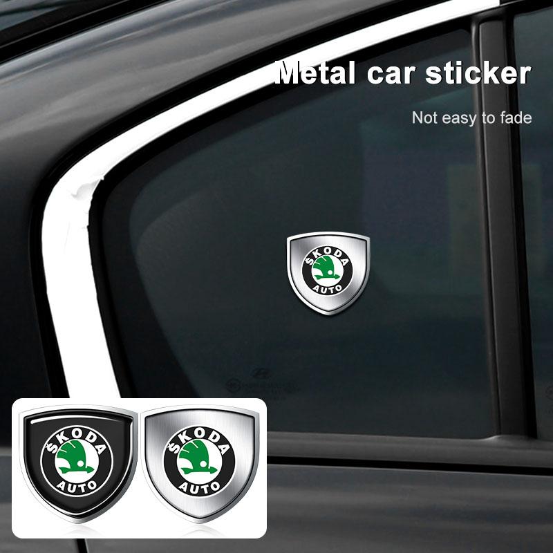 1Pcs 3D Metal Auto Door Shield Emblem Car Body Badge Sticker Styling For Skoda Octavia Fabia A7 Kamiq Kapoq Kodiaq Rapid SCALA Superb Yeti Derivati