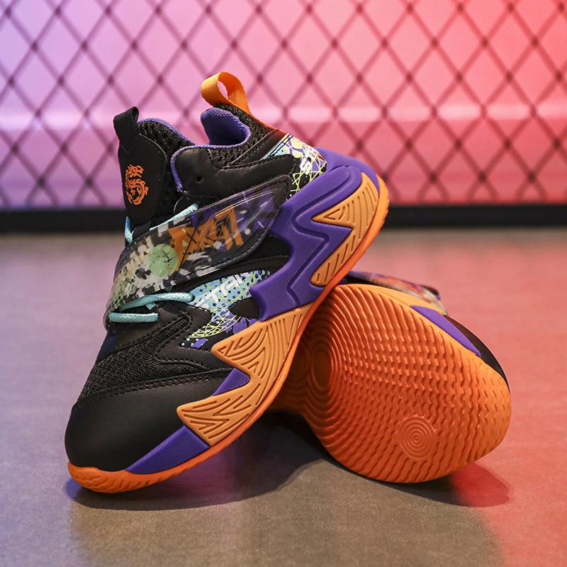 Children's Basketball Shoes Spring and Autumn Mesh Breathable New Boys' Primary School Students' Sports Shoes Boys' Wear-resistant Running Shoes