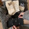 Retro Floral Wool Medium Tube Socks Women'S Autumn And Winter Warm Japanese Sweet Bow Stacking Socks Fungus Lace Cotton Socks
