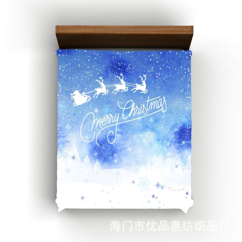 Christmas Gift 3D Digital Printing Kit Quilt Cover Three-Piece Set