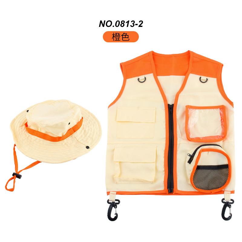 

Children s Outdoor Explorer Clothing Vest Hat Children s Camping Equipment Role Play оранжевый