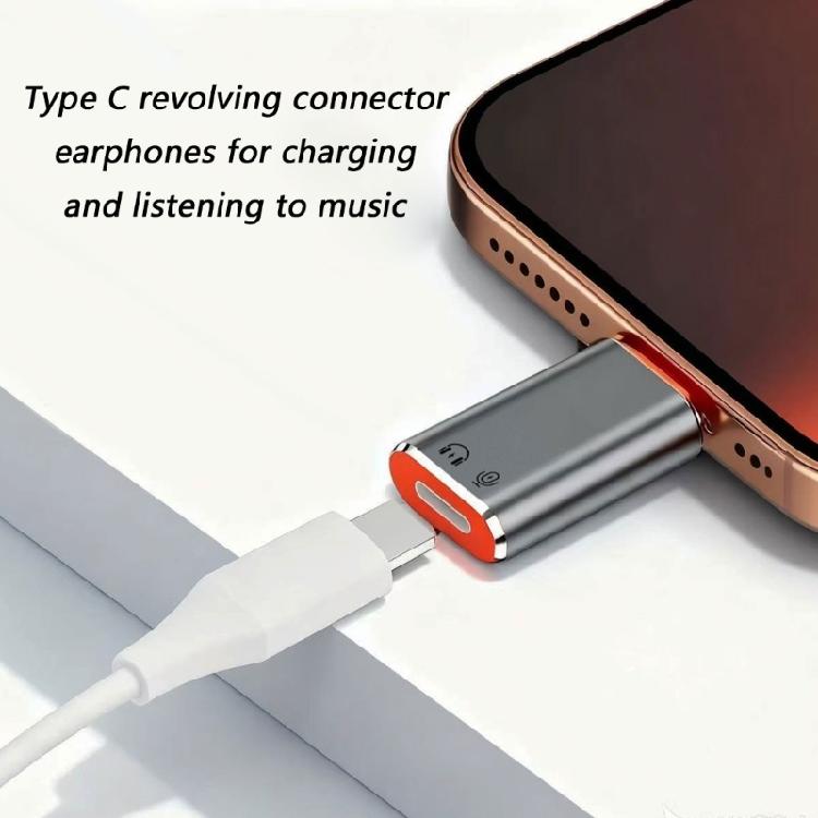 Portable  To Type C Adapter Enables Double Purpose Charging And Audios For Travel Users Support Call Video Mic