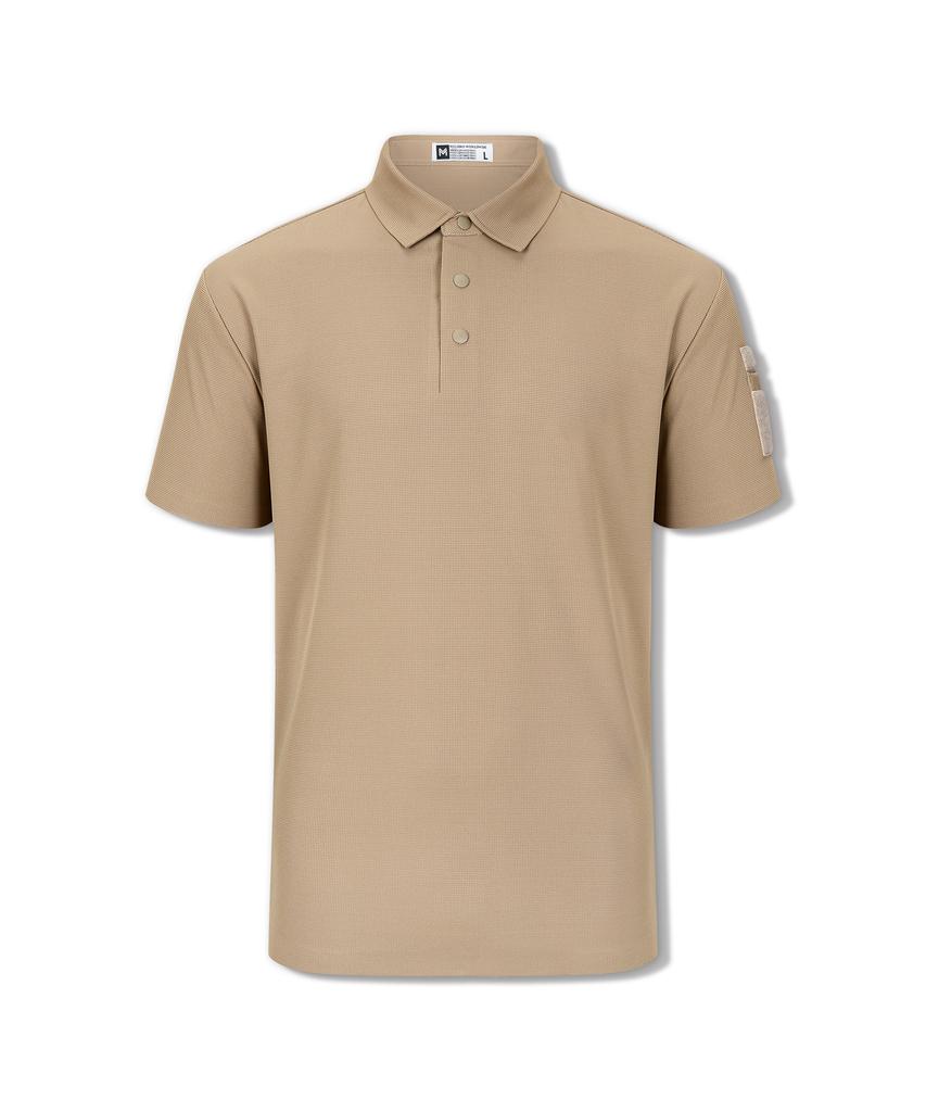 Millibeulo Air Fit Seamless Polo Collar Short Sleeve T-Shirt Beige