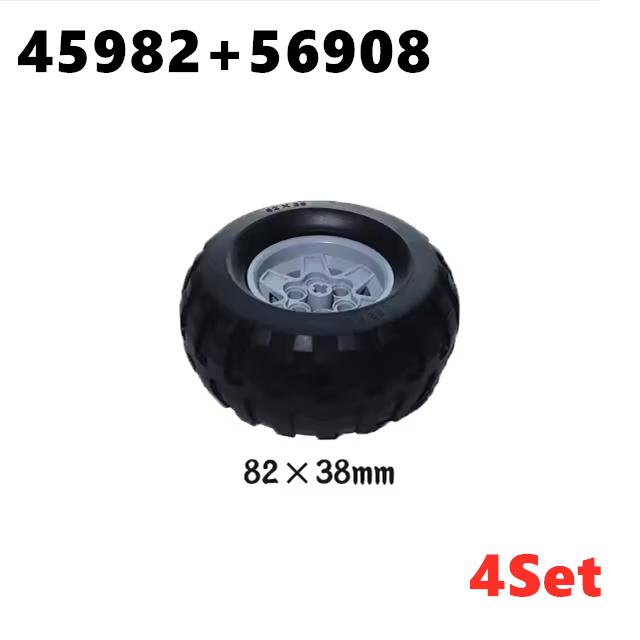 MOC Techniczne Koło Opona Piasta DIY Klocki Samochód Ciężarówka 56145 56908 55982 Budowlane Klocki Konstrukcyjne Kompatybilne Motocykl Wyścigowe Zabawki