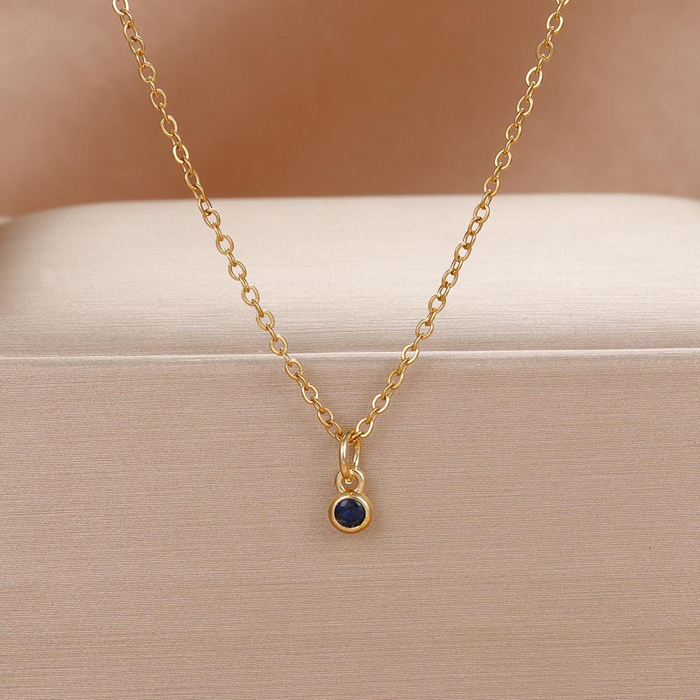 Luxury Stainless Steel Necklace Women Gold Color Round CZ Crystal Charm Collar Bijoux Acier Inoxidable Femme Wedding Jewelry