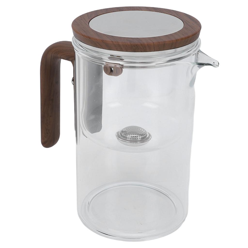 Glass Teapot with Strainer 600ml Magnetic Water Separation Tea Pot with Wooden Handle 2 Cups for Home Restaurant