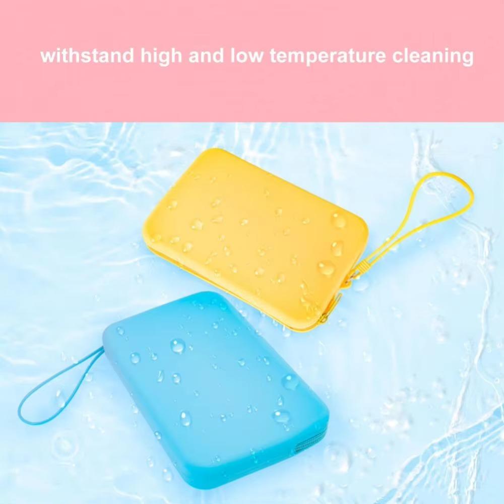 Large Capacity Silicone Cosmetic Organizer Solid Color Portable Makeup Pouch  for Outdoor