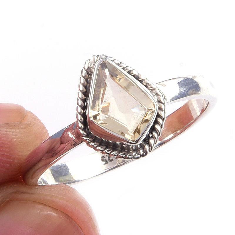 

Natural Citrine Gemstone Handmade 925 Solid Sterling Silver Ring Size 9 I0F88