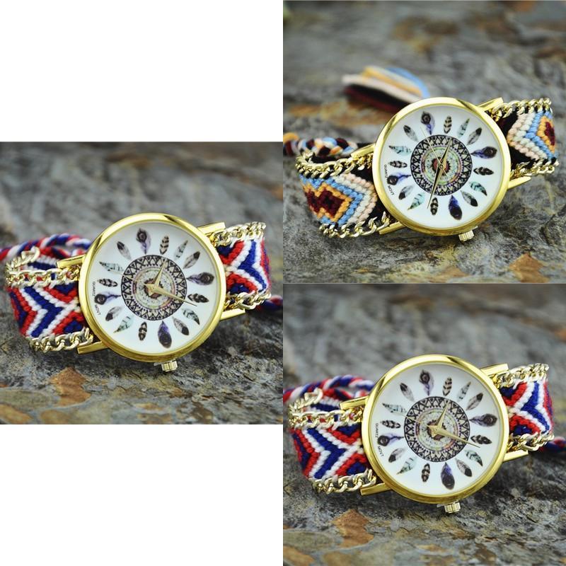 Orologio Intrecciato da Donna Dreamcatcher con Quadrante in Vetro per Regalo e Uso Casual