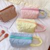 Candy Colors Cosmetic Bag Soft Flannel Cartoon Pattern Fashion Handbag For Women