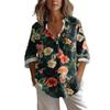 Women's Casual Spring And Summer Loose Printed Casual Sleeved Lapel Pullover Shirt