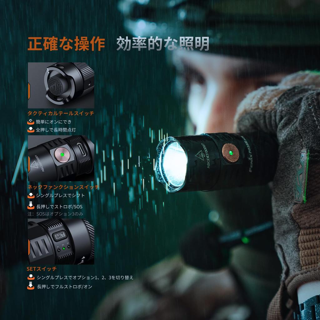 Fenix PD35R ACE Rechargeable LED 2000 720 Hours of Battery Portable IP68 380m Disaster High Tactical Handy for Outdoor and 4000mAh Battery Powered