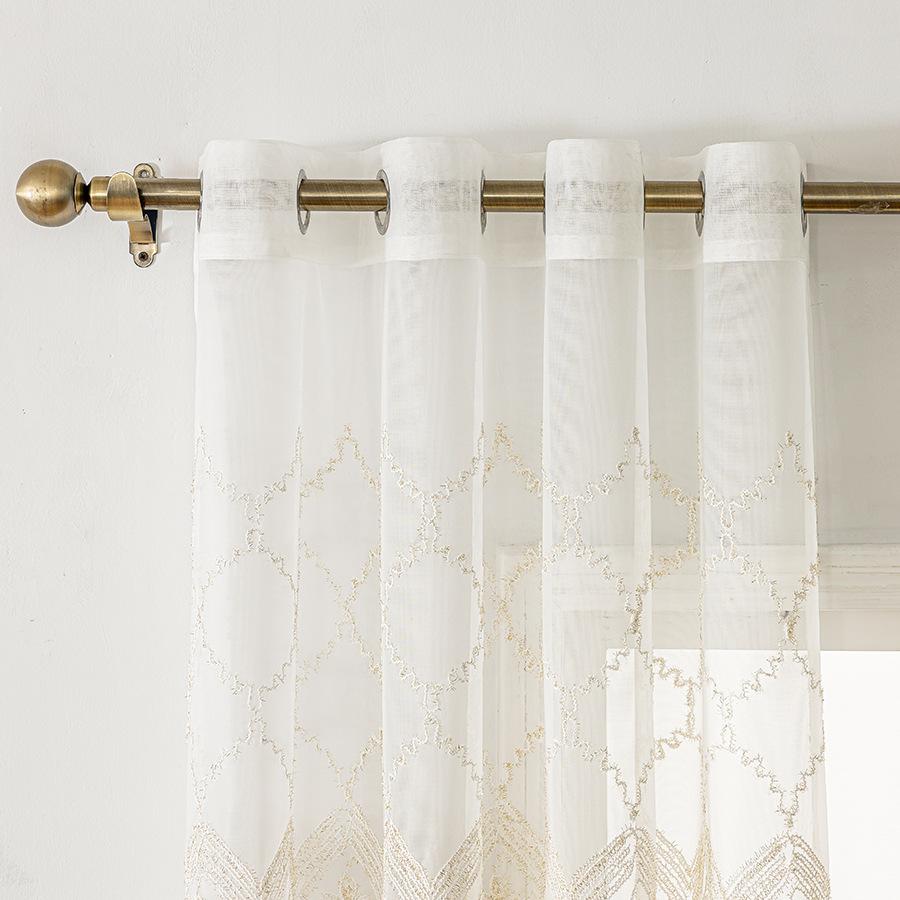 Fenstergitter Stickerei Gaze Vorhang Wohnzimmer Schlafzimmer Balkon Lichtdurchlässigkeit Fertiger Vorhang Europäisch Modern Schlichtheit