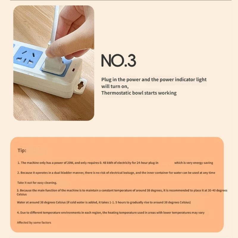 Pet Water Bowl Heater Pet Feeding Dish Warmer with Temperature Control for Small Pet Dogs Cats Chickens Rabbits Birds