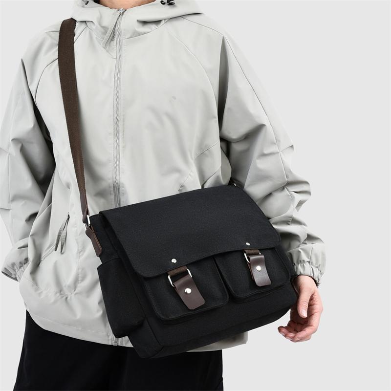 Men's Retro Canvas Messenger Bag – Casual Crossbody Sling with Adjustable Strap for Outdoor & Travel Use