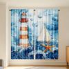 Light Filtering Art Deco Beach Themed Curtains Polyester Drapes Starfish Shell Curtain Set Of 2 Made With Rod Pocket Washable