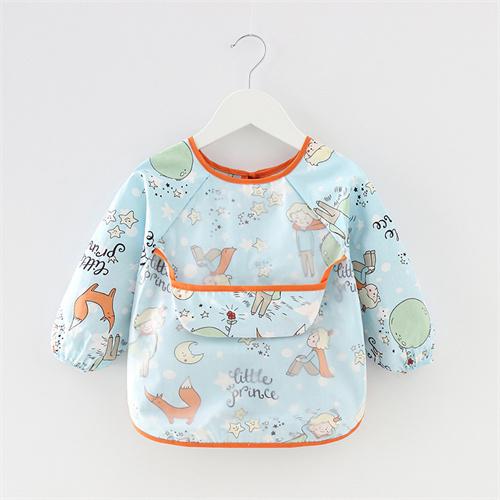 0-2Y Baby Toddler Long Sleeve Bib Cute Colorful Cartoon Printing Waterproof Smock Bib Boys Girls Burp Cloth Feeding Accessories