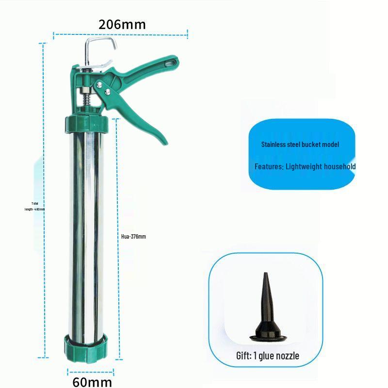 995 Structural Adhesive Caulking Gun, Manual Glass Glue Gun for Doors & Windows, Metal Caulking Tool, Labor-Saving Design. Disposable Nozzles (15 Pieces)