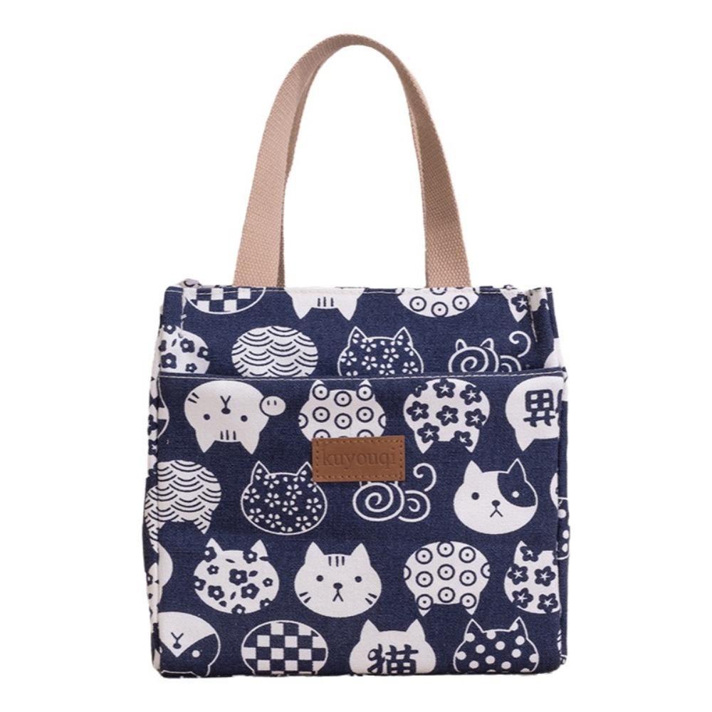 

Изолированные сумки для пикника и ланча, холщовая сумка для ланча большой вместимости, сумка для ланча с кошкой, для ежедневного ланча Style 1