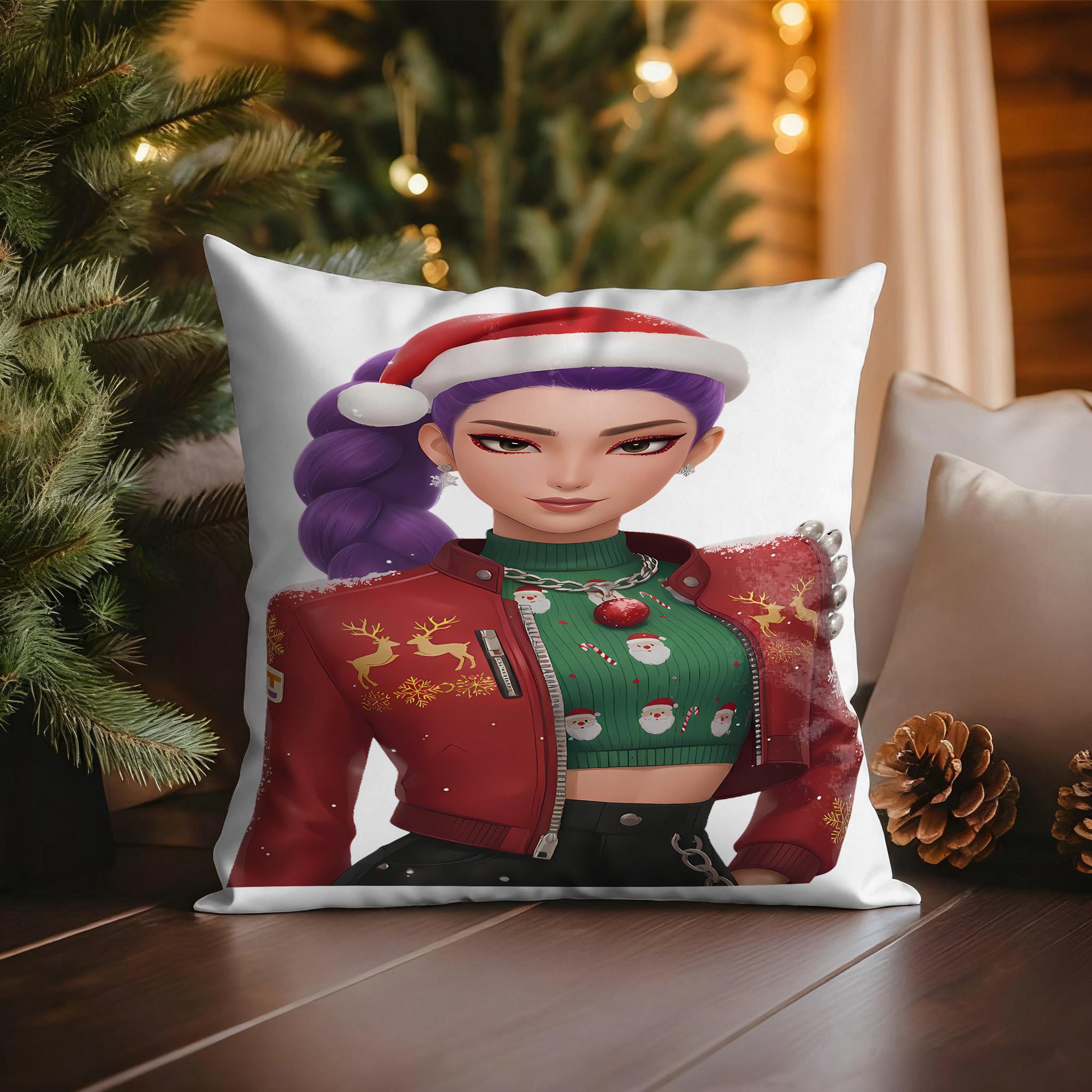 

KPop Demon Hunters Blue Cat Christmas Party: Cute Cat Costume, Joy Overflowing Pillowcase Fashion Home Decoration 45x45cm