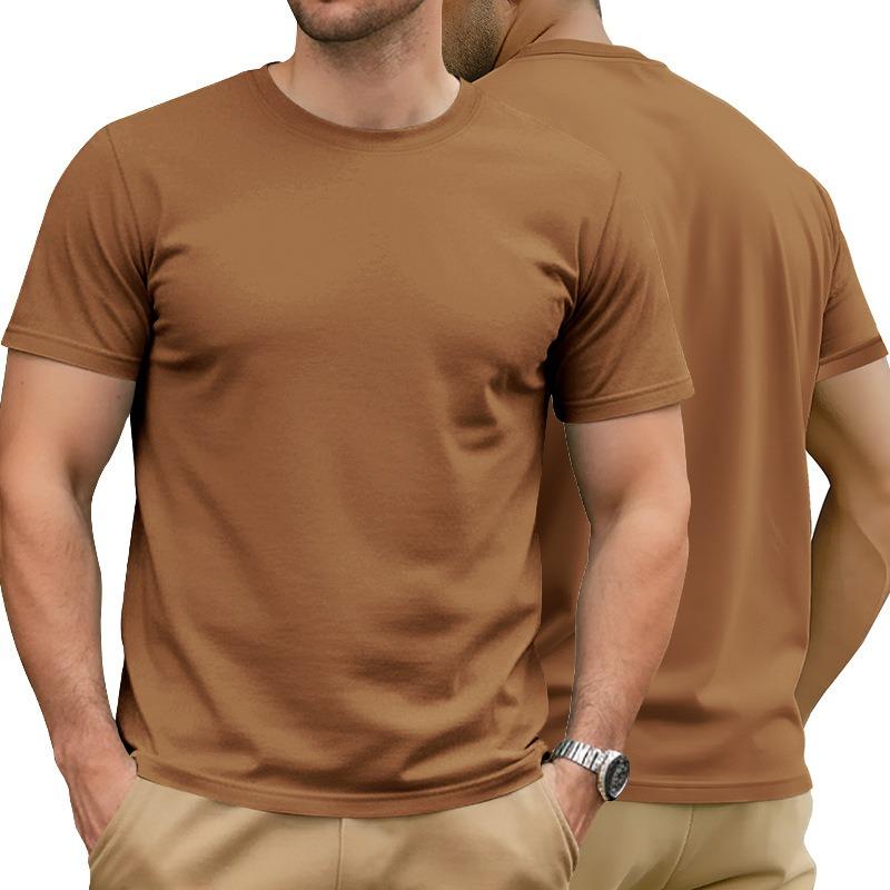 

Men Solid Color Crew Neck Short Sleeve T Shirt Casual Breathable Summer Basic Top for Men S