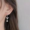 Fashionable Zircon Butterfly Paired with Imitation Pearl Drop Earrings, Elegant Bridal Wedding Jewelry, Top-notch Women's Earrings