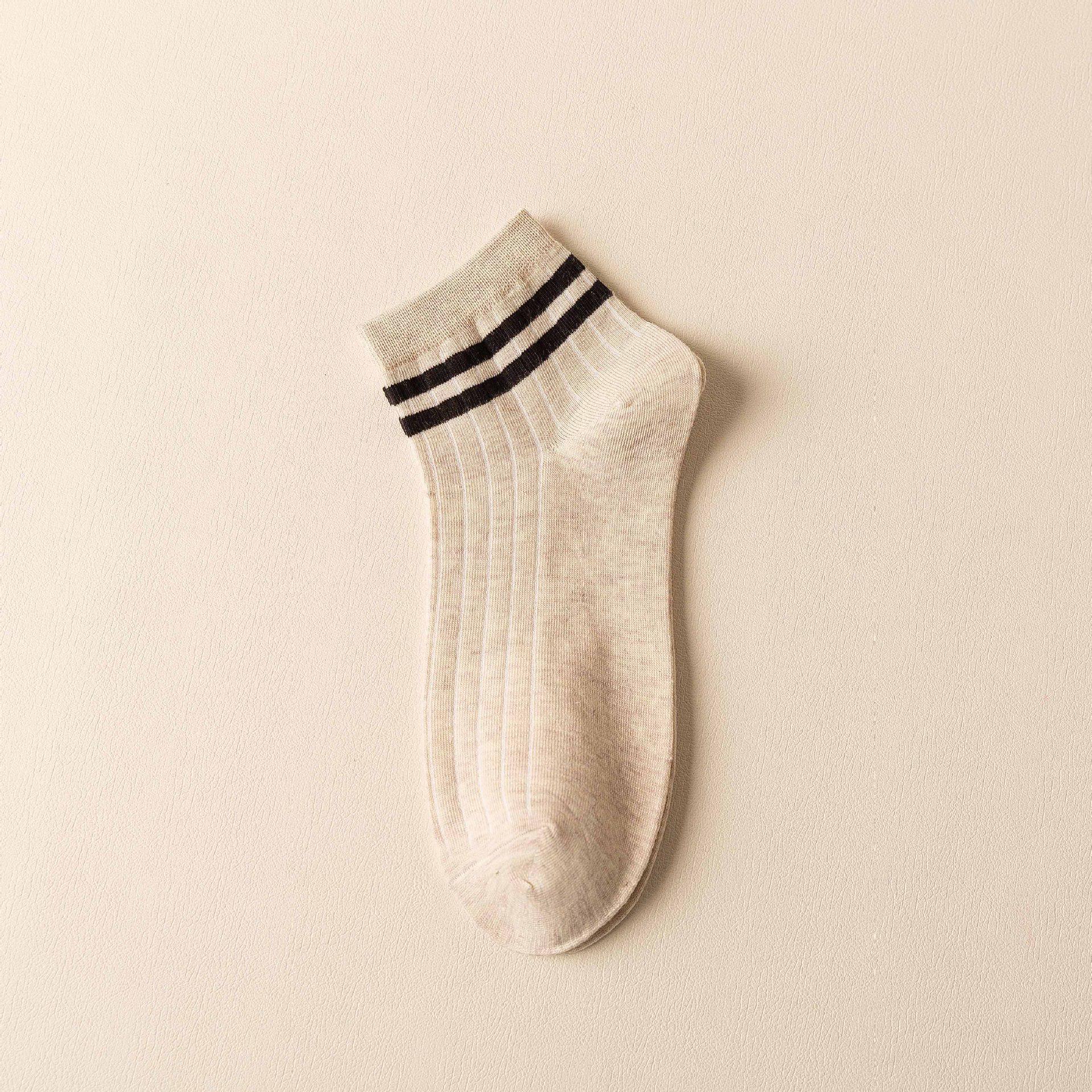 

Мужские весенне-летние полосатые носки-лодочки: Впитывающий пот, дышащий, тонкий, с глубоким вырезом One Size грязно-белый