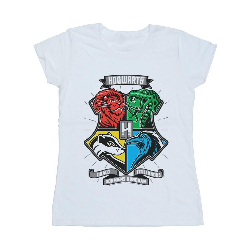Harry Potter Womens/Ladies Hogwarts Toon Crest Cotton T-Shirt