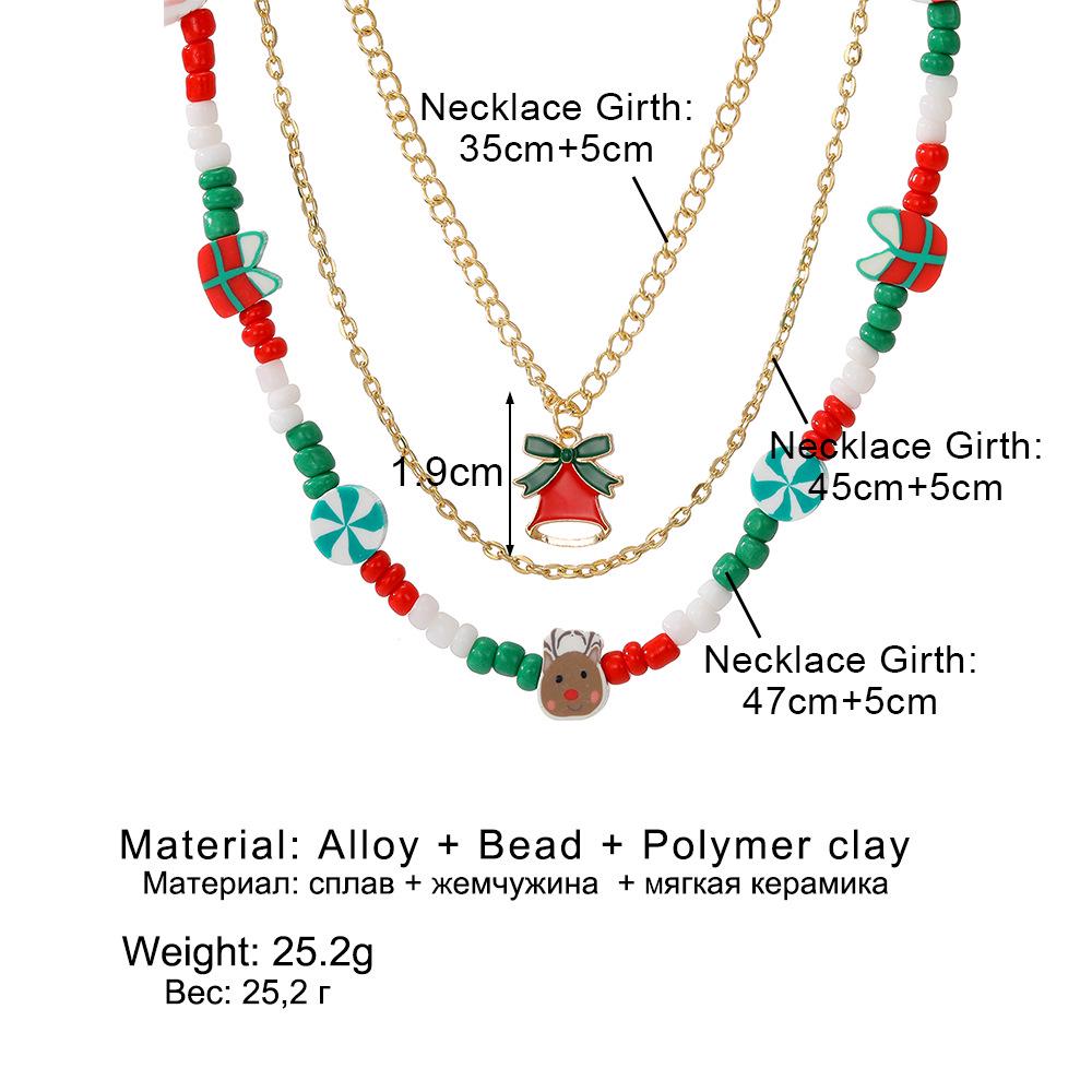 

European-American Drip Oil Christmas Ornaments Multi-layer Bead Chain Necklace