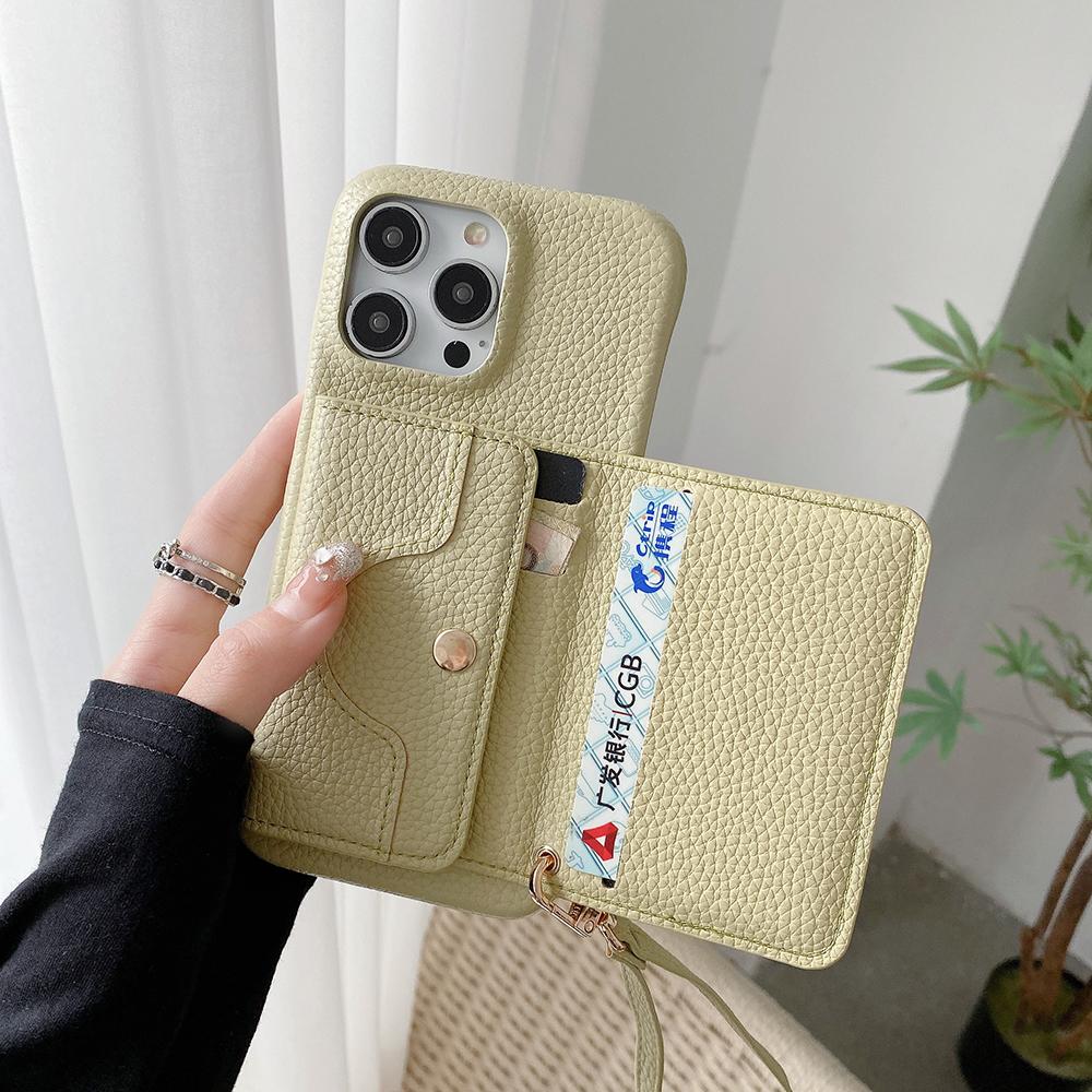 For iPhone 14 Pro Case Mirror Design PU Leather Back Cover with Card Slots,Wrist Strap