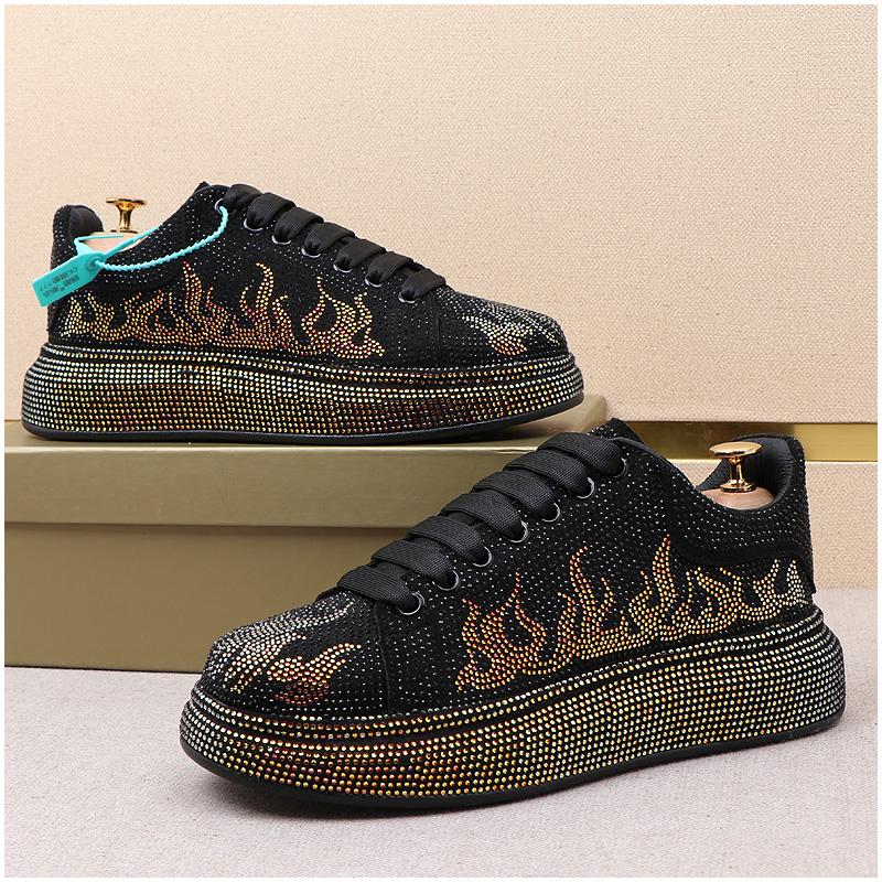 Fashion Luxury Designer Men's Rhinestone Thick Bottom Everyday All Match Shoes Causal Flats Loafers Ms Moccasins Sports Walking Sneakers
