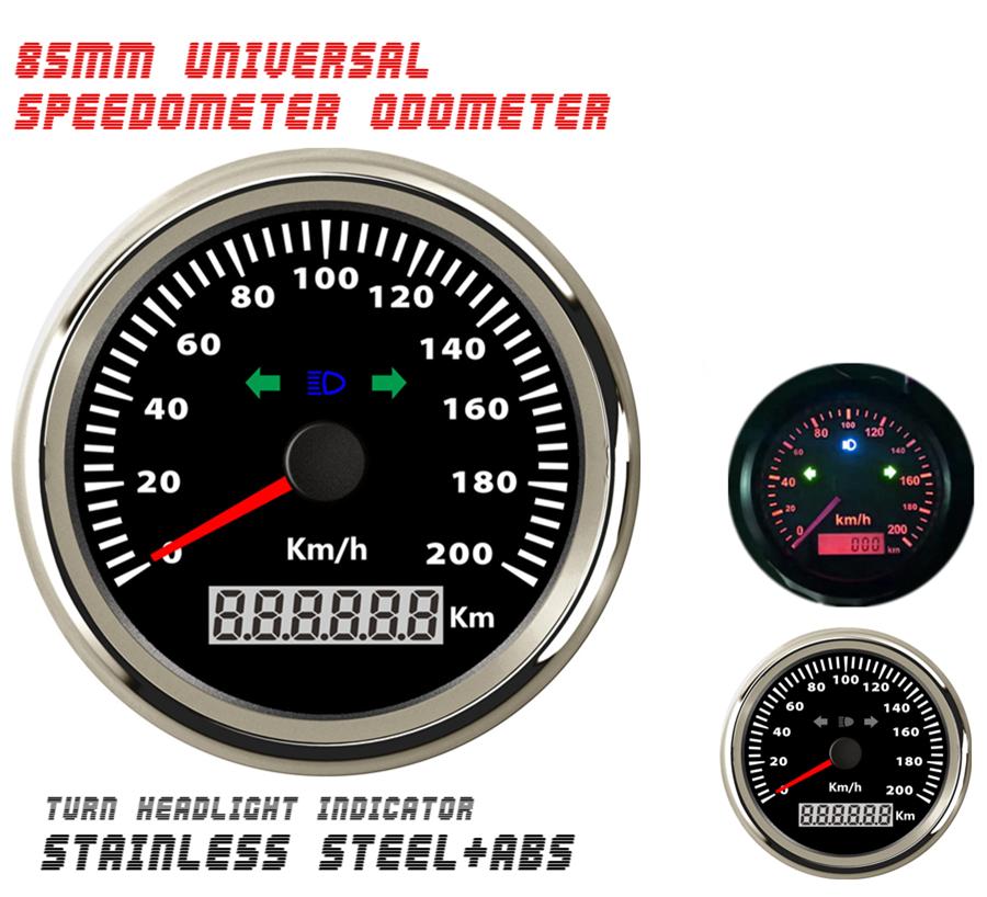 Universal 85mm LED Car Truck Motorcycle GPS Speedometer Odometer 200km/h Kph