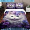 Crystal Cats Fantasy 3pcs Bedding,Including 1pc Duvet Cover And 2pcs Pillowcases Perfect for Christmas,Ideal for Bedroom, Dormitory