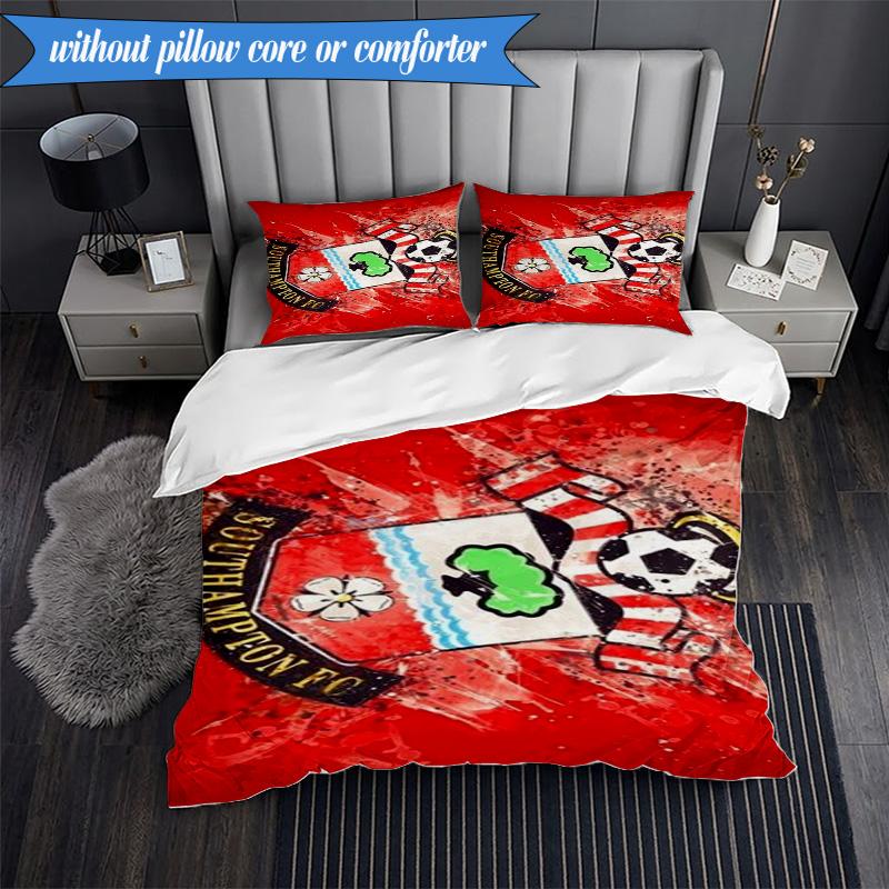 3-teiliges weiches Bettwäscheset mit FC-Wappen-Design, inklusive 1 Bettbezug und 2 Kissenbezügen. Perfekt für Schlafzimmer, Wohnheim, Fan-Geschenk