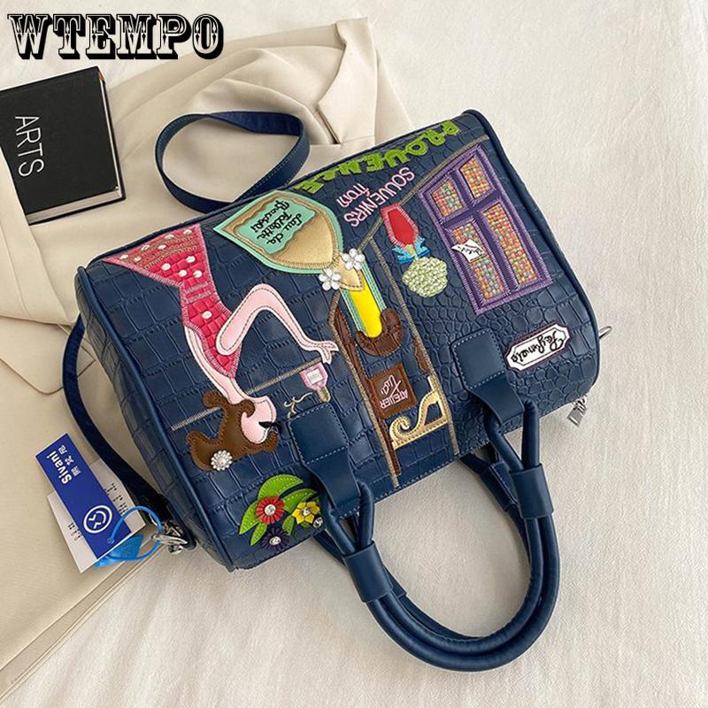 WTEMPO Kvinner stor håndveske skulderveske broderisett dekorasjonssømveske