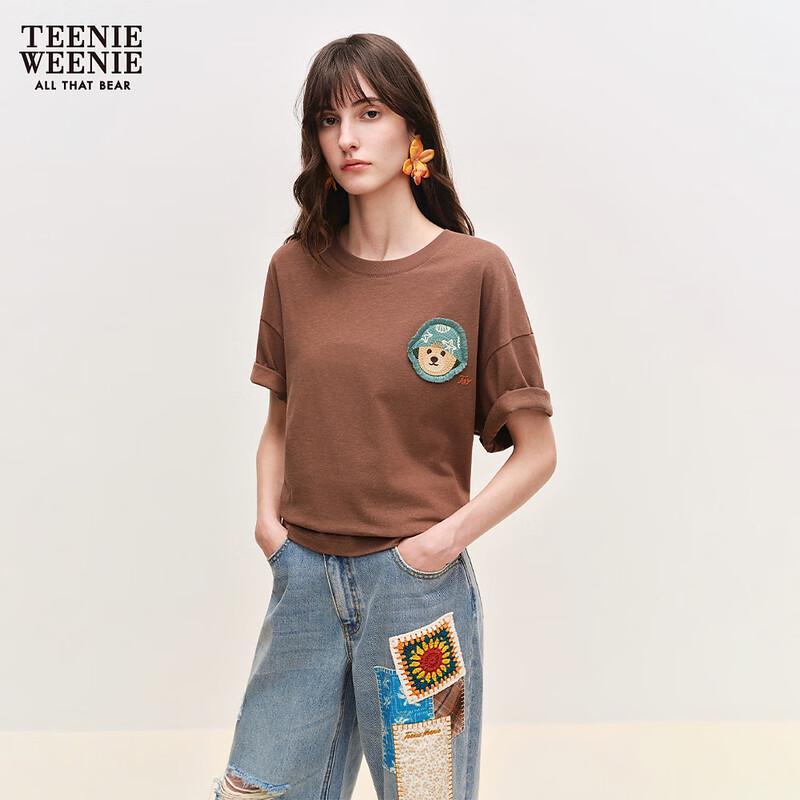 Футболка с мультяшным мишкой Teenie Weenie M коричневый