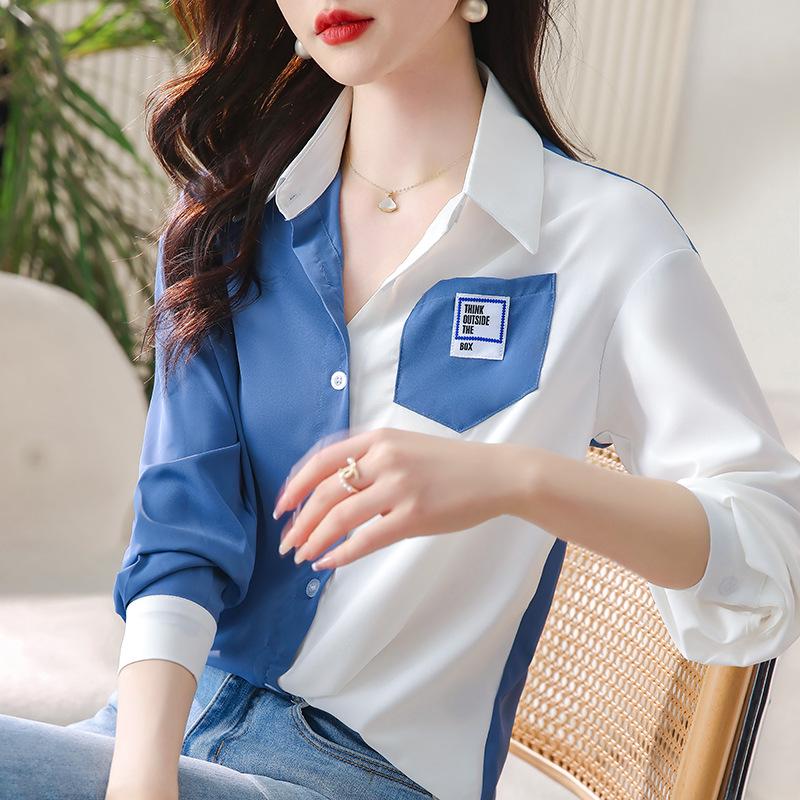 Dámská malá košile s dlouhým rukávem - Kolekce Evropský podzim 2023, Omlazující a stylová na jaro a podzim