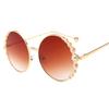 European and American Retro Pearl Round Frame Women's Sunglasses - Model 3403.