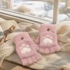 Thicken Cat Paw Gloves Soft Warm Plush Mittens Cute Half Finger Gloves  Writing