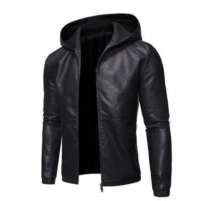 Leather Jacket Men's Autumn and Winter New Slim Fit Korean Version Handsome Hooded Leather Jacket Men's Coat
