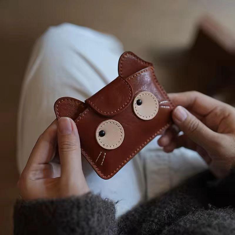 Retro Cartoon Cat Card Wallet & Coin Purse - Slim Lightweight, Large Capacity, Cute Gift for Women Men,Card Holder Organizer