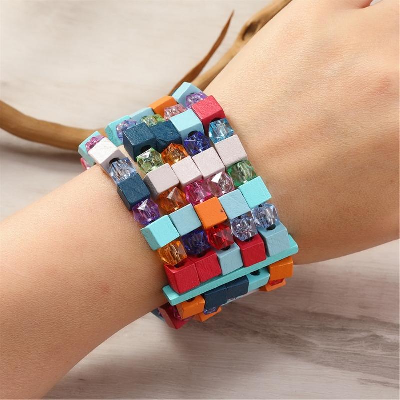 Elegantes Armband aus Holz- und Acrylperlen Elastisches Bequemes Armband Handgefertigtes Schmuckzubehör Geschenk für Sie