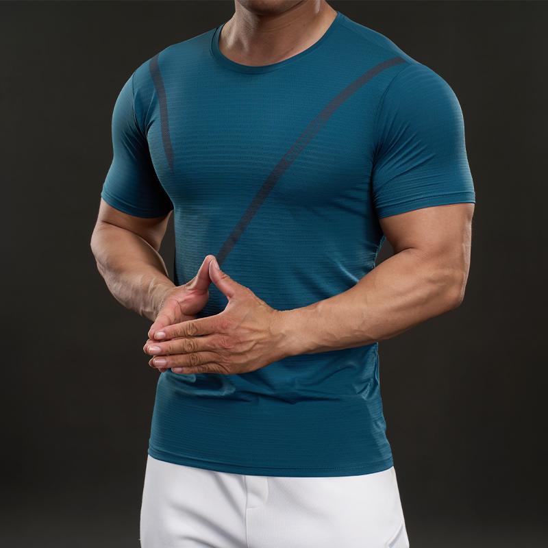583309 Summer 2025 American Casual Short-sleeved T-shirt Fashionable Sports Slim Elastic Fitness Outdoor