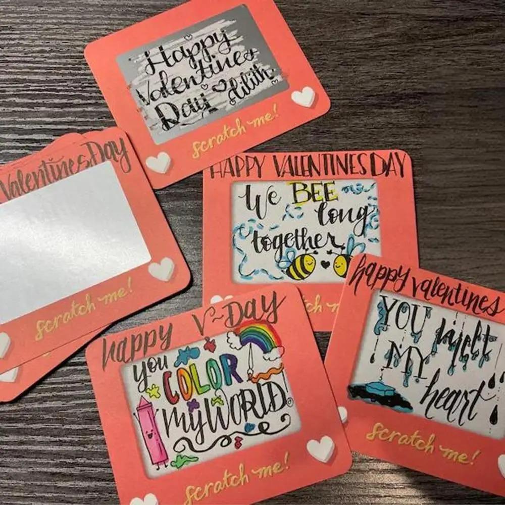 10pcs Red Valentine's Day Scratch-off Card Heart Pattern Love Note Anniversary Game Tickets Party