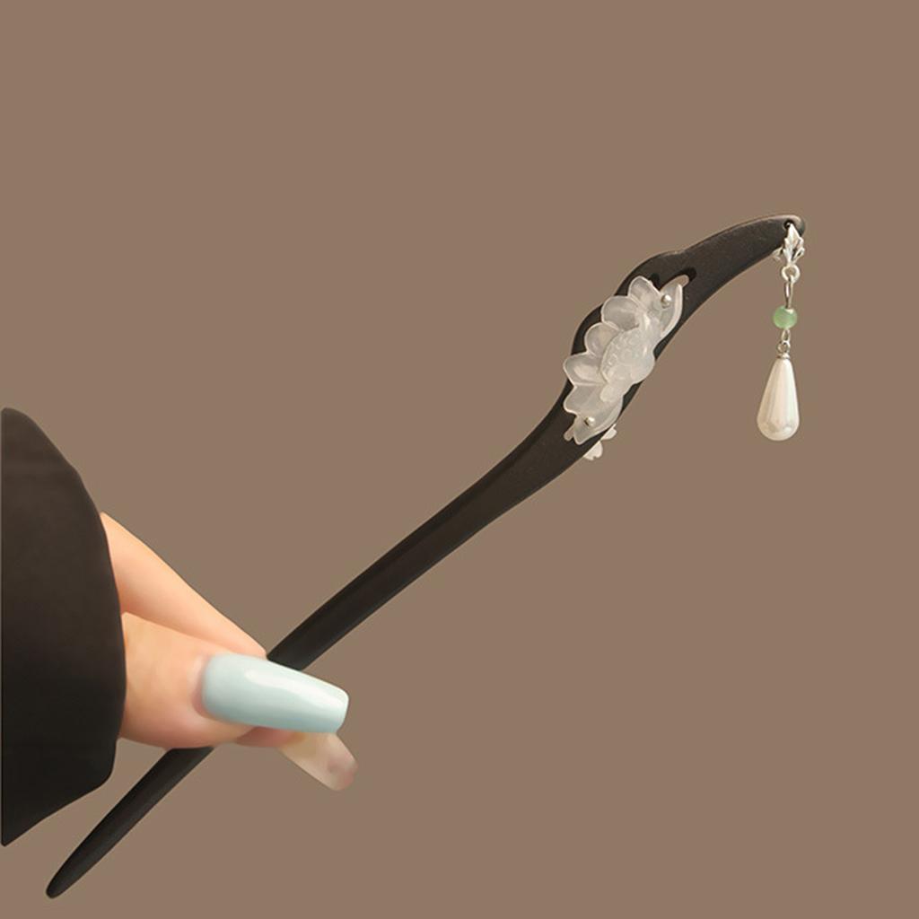 Chinese Style Wood Hairpin Vintage Lotus Hair Stick Handmade Rosewood Hair Accessories for Women Vintage Hair Clips 1pcs