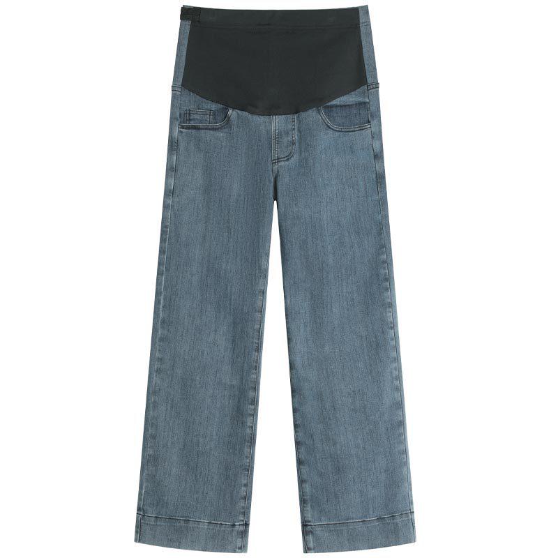 Plus Size High Stretch Maternity Straight Wide Leg Jeans for Spring & Autumn 4XL темно-синий
