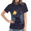 Damen Kawaii Katze Grafik T-Shirt Lässig Kurzarm Sommer Damen T-Shirts Streetwear Locker T-Shirt Damen 3D Druck Oberteile T-Shirts