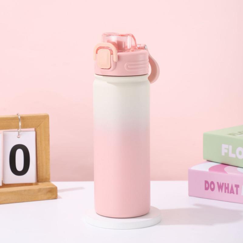 550ml Sports Insulated Bottle Gradient Large Capacity Direct Drinking Cup Student Stainless Steel Portable Bouncing Water Bottle