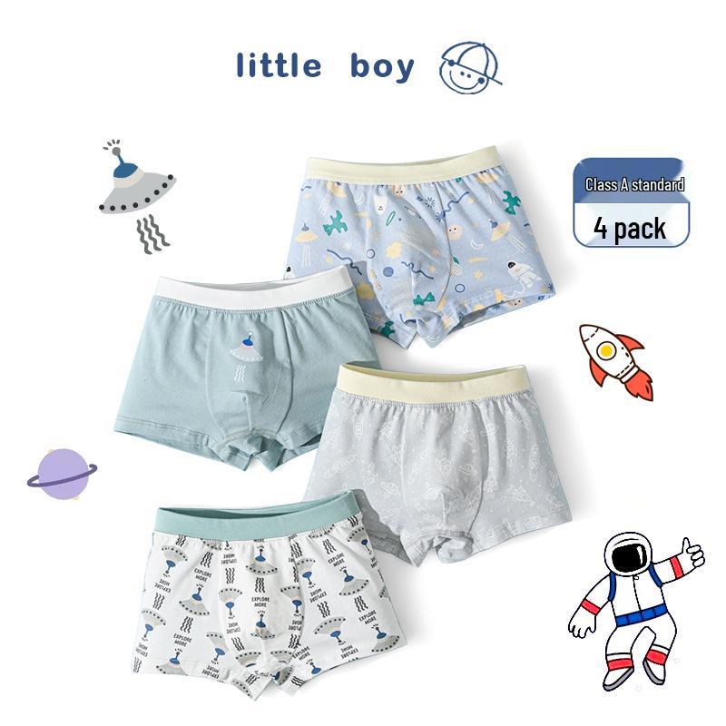 Boys Pure Cotton Spring Boxer Briefs - Class A, All-Cotton, Four-Corner Style for Kids & Teenagers 120 cm